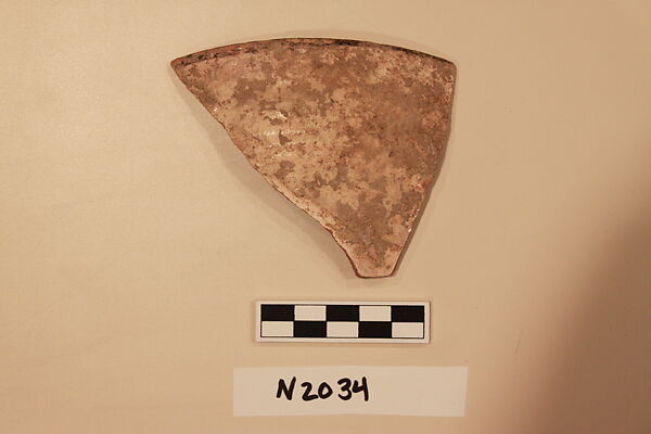 Ceramic Fragment, Earthenware; white slipped, slip-painted under a colorless glaze