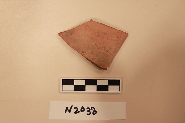 Ceramic Fragment, Earthenware; white slipped, slip-painted  under a colorless glaze