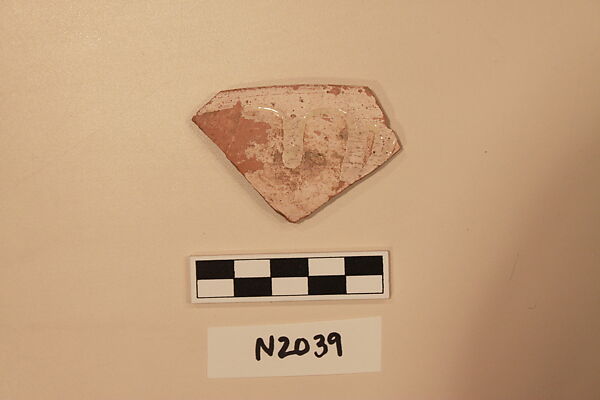 Ceramic Fragment, Earthenware; white slipped, slip-painted under a colorless glaze