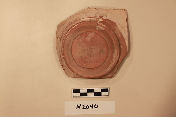 Ceramic Fragment, Earthenware; white slipped, slip-painted under a colorless glaze