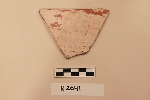 Ceramic Fragment, Earthenware; white slipped, slip-painted under a colorless glaze