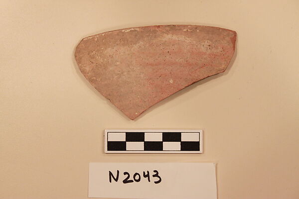Ceramic Fragment, Earthenware; white slipped, slip-painted under a yellow glaze