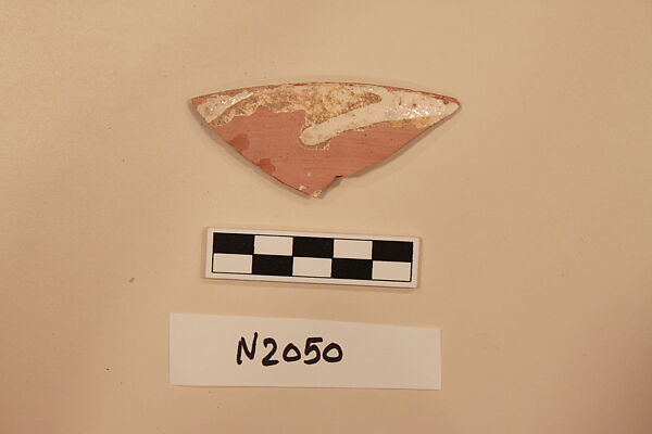 Ceramic Fragment, Earthenware; white slipped, slip-painted under a colorless glaze