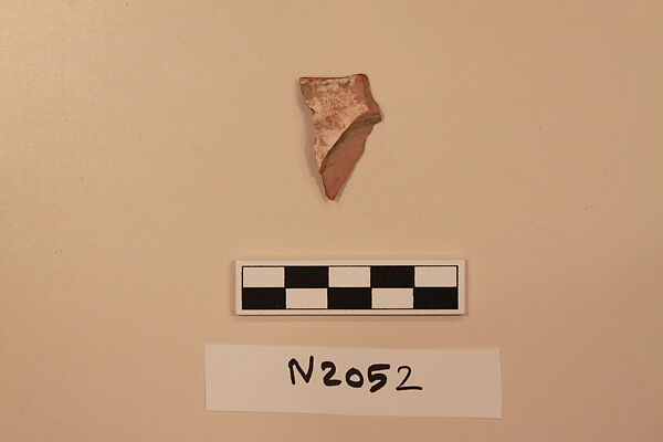 Ceramic Fragment, Earthenware; white slipped, slip-painted in dark brown under a colorless glaze