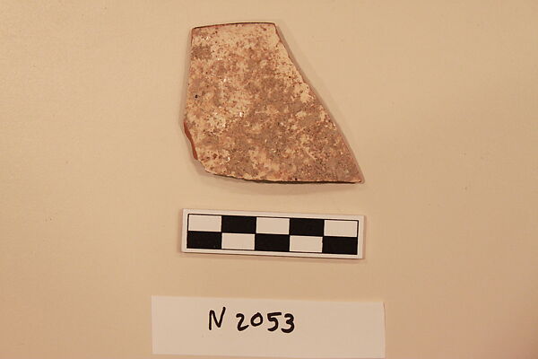 Ceramic Fragment, Earthenware; white slipped, slip-painted under a colorless glaze
