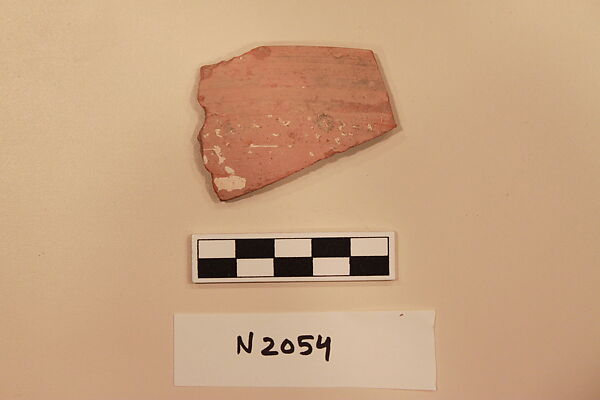 Ceramic Fragment, Earthenware; white slipped, slip-painted under a yellow glaze
