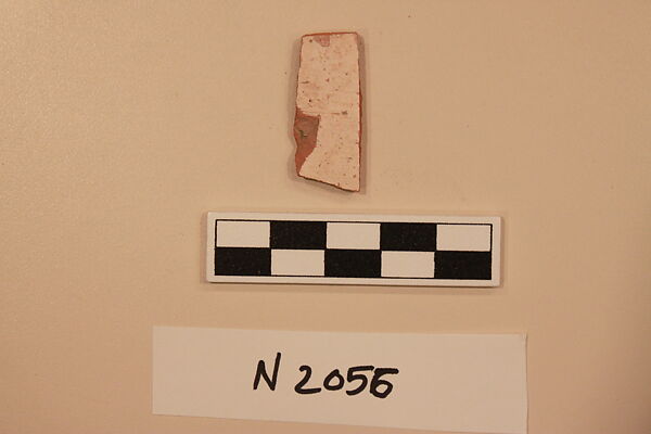 Ceramic Fragment, Earthenware; white slipped, slip-painted under a colorless glaze