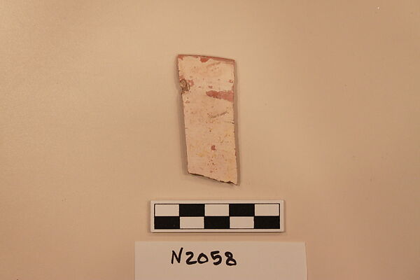 Ceramic Fragment, Earthenware; white slipped, slip-painted under a colorless glaze