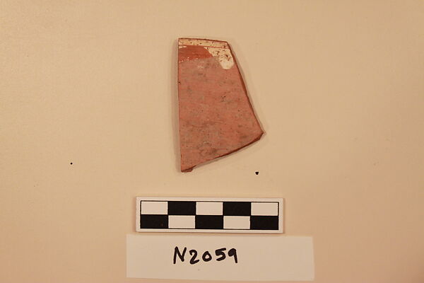 Ceramic Fragment, Earthenware; white slipped, slip-painted in dark brown under a colorless glaze
