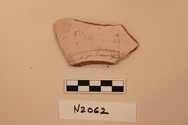 Ceramic Fragment, Earthenware; white slipped, slip-painted under a colorless glaze