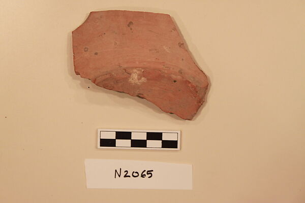 Ceramic Fragment, Earthenware; white slipped, slip-painted under a colorless glaze