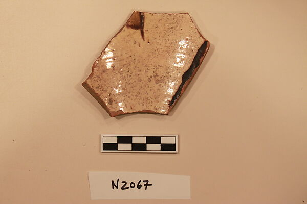 Ceramic Fragment, Earthenware; white slipped, slip-painted under a colorless glaze