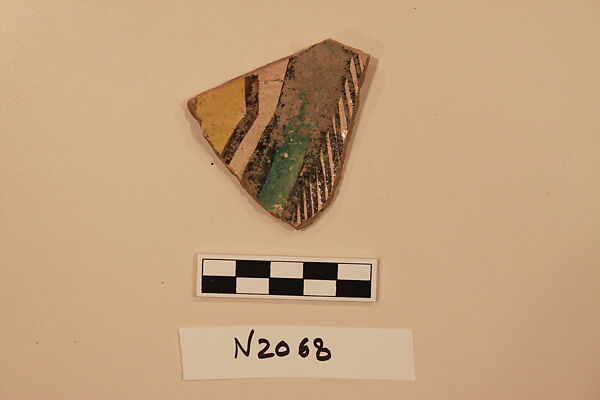 Ceramic Fragment, Earthenware; slipped, slip-painted under a colorless glaze 