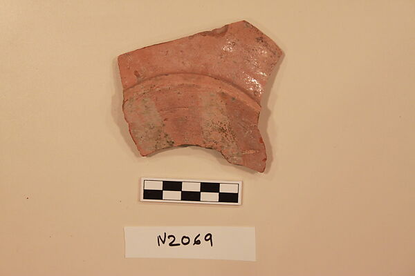 Ceramic Fragment, Earthenware; slipped, slip-painted under a colorless glaze