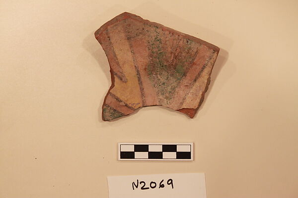 Ceramic Fragment, Earthenware; slipped, slip-painted under a colorless glaze 