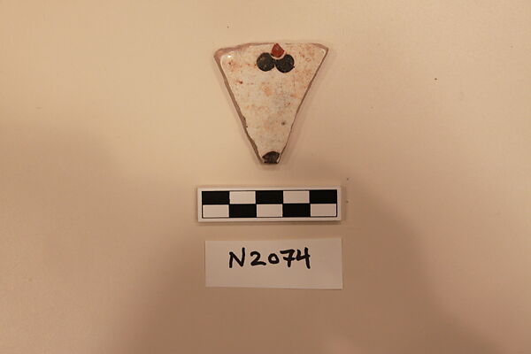 Ceramic Fragment, Earthenware; white slipped, slip-painted under a colorless glaze 