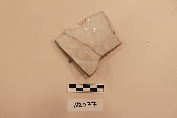 Ceramic Fragment, Porcelain; incised under a transparent colorless glaze 