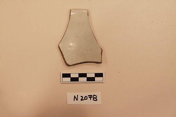 Ceramic Fragment, Stoneware(porcelain); incised under a transparent colorless glaze with bluish tintage 