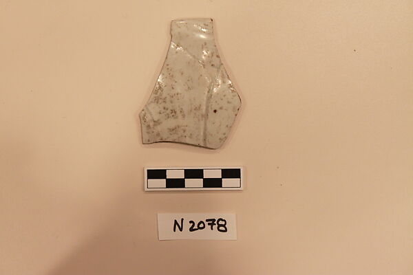 Ceramic Fragment, Stoneware(porcelain); incised under a transparent colorless glaze with bluish tintage