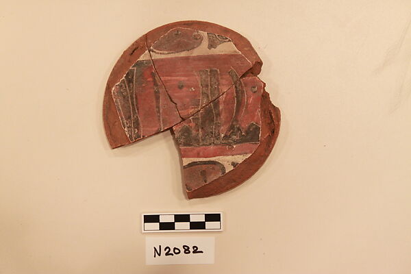 Ceramic Fragment, Earthenware; white slipped, slip-painted 