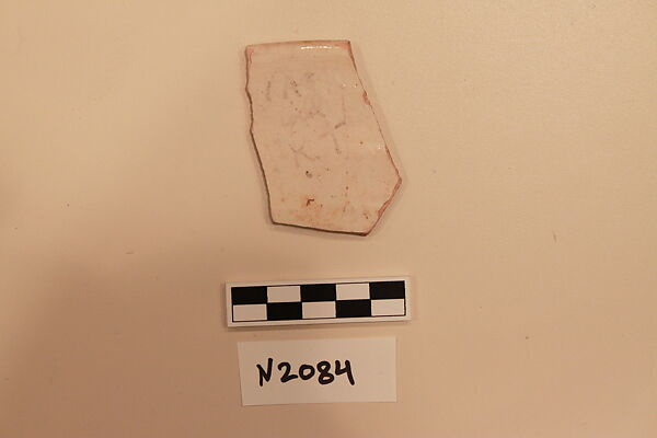 Ceramic Fragment, Earthenware; white slipped, slip-painted in dark brown under a colorless glaze