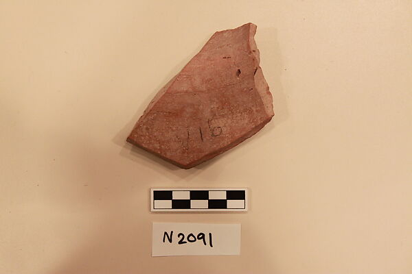 Ceramic Fragment, Earthenware; slip-painted under colorless glaze