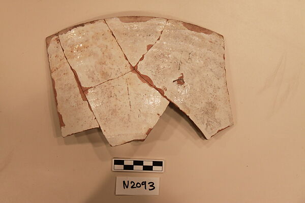Ceramic Fragment, Earthenware; white slipped, slip-painted in dark brown under a colorless glaze