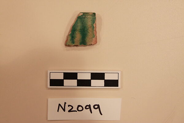 Ceramic Fragment, Earthenware; splashed under a colorless glaze 