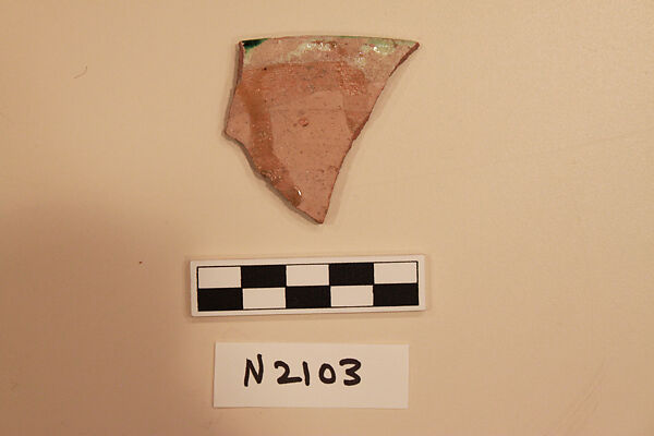 Ceramic Fragment, Earthenware; white slipped, splashed with polychrome glaze