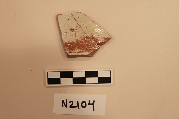 Ceramic Fragment, Earthenware;  incised and splashed with polychrome glazes