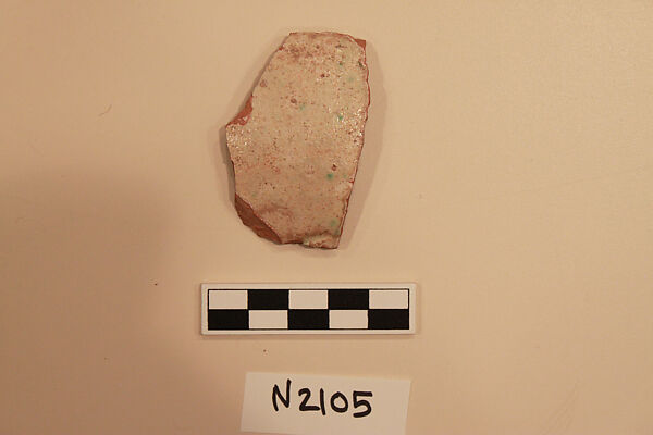 Ceramic Fragment, Earthenware;  incised and splashed with polychrome glazes