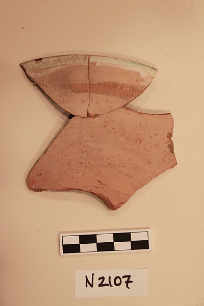 Ceramic Fragment, Earthenware; white slipped, splashed with polychrome glaze
