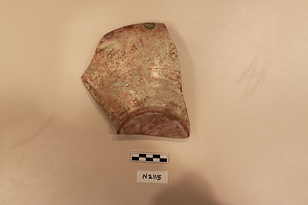 Ceramic Fragment, Earthenware; white slipped, incised and splashed with polychrome glaze