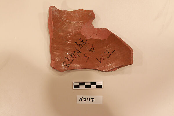 Ceramic Fragment, Earthenware; incised and splashed with polychrome glazes