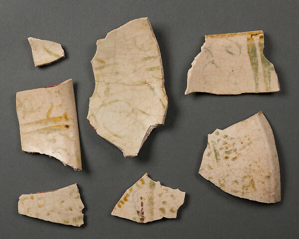 Ceramic Fragment, Stonepaste; luster-painted on an opaque white glaze 