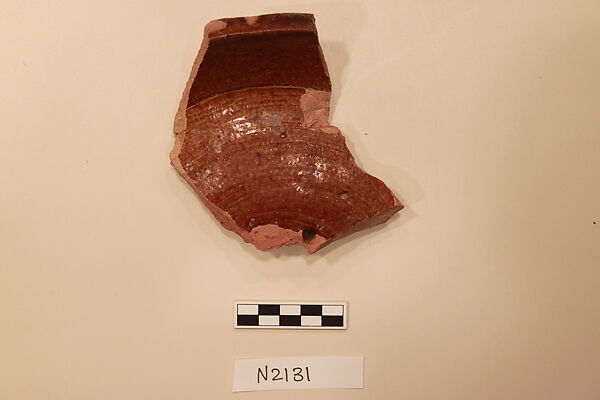 Ceramic Fragment, Earthenware; brown glaze 