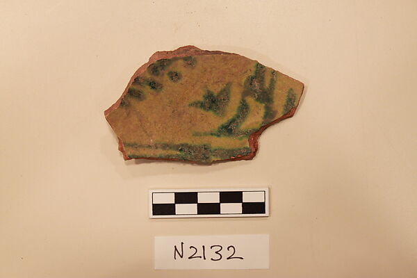 Ceramic Fragment, Earthenware;  yellow glaze 