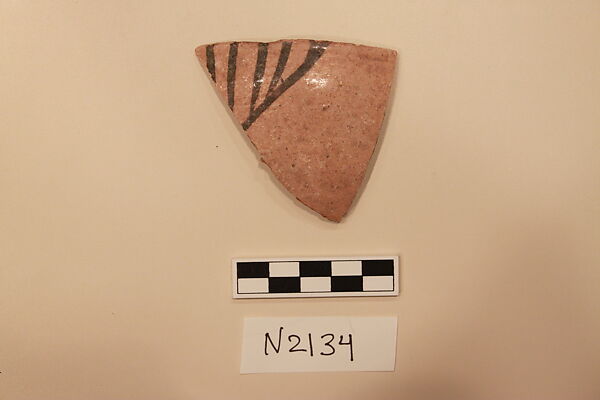 Ceramic Fragment, Earthenware; slip painted under a colorless glaze