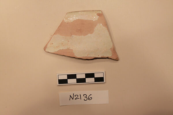 Ceramic Fragment, Earthenware; white slipped, slip painted, under a colorless glaze