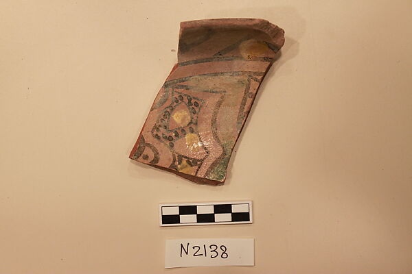 Ceramic Fragment, Earthenware; slip painted under a colorless glaze. 