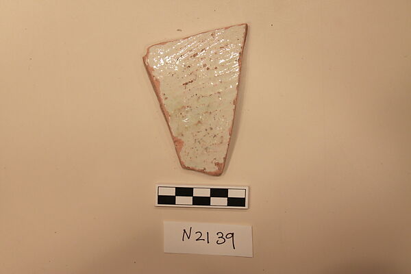 Ceramic Fragment, Earthenware; white slipped, slip-painted under a colorless glaze.