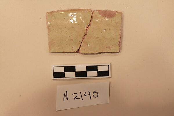 Ceramic Fragment, Earthenware; white slipped, slip-painted under a colorless glaze with a yellow tinge.