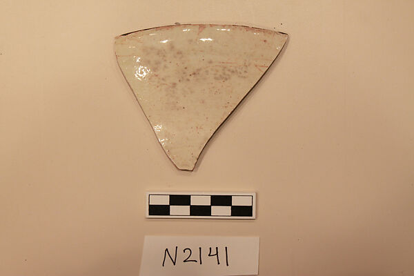 Ceramic Fragment, Earthenware; white slipped, slip-painted under a colorless glaze