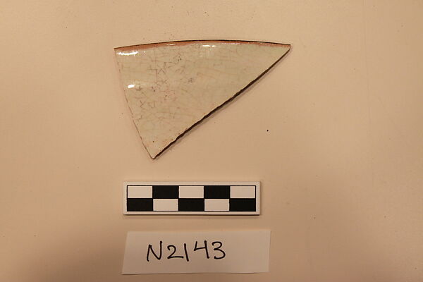 Ceramic Fragment, Earthenware; white slipped, slip-painted under a colorless glaze