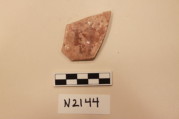 Ceramic Fragment, Earthenware; white slipped, slip-painted under a colorless glaze