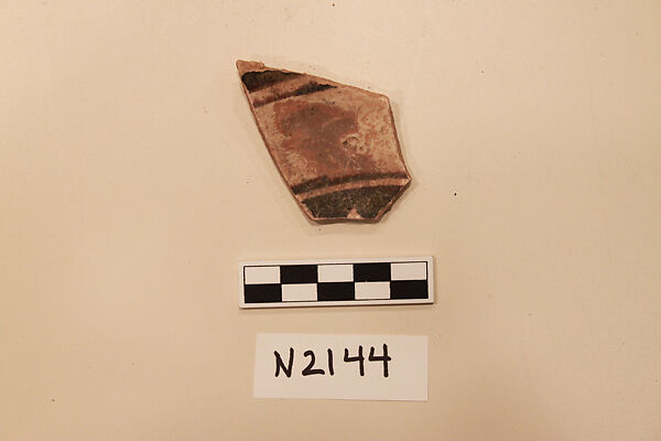 Ceramic Fragment, Earthenware; white slipped, slip-painted under a colorless glaze 