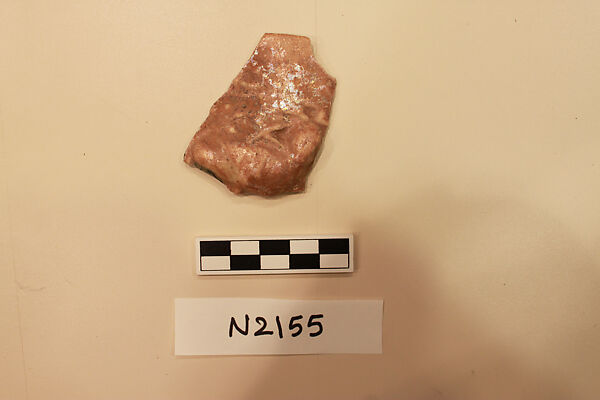 Ceramic Fragment, Stonepaste; molded and pierced under a transparent colorless glaze and blue splashes
