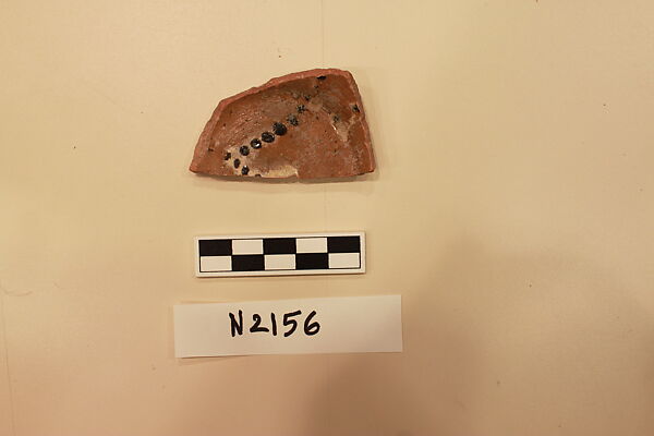 Ceramic Fragment, Earthenware; slip painted under a colorless glaze. 