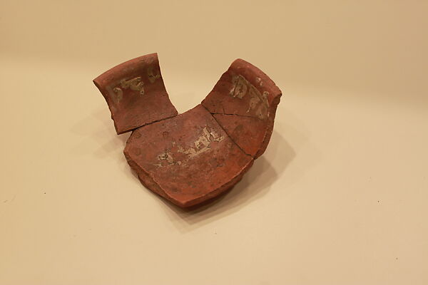 Ceramic Fragment, Earthenware; slip painted under a colorless glaze 