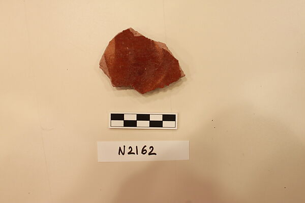 Ceramic Fragment, Earthenware; red slipped under a colorless glaze 